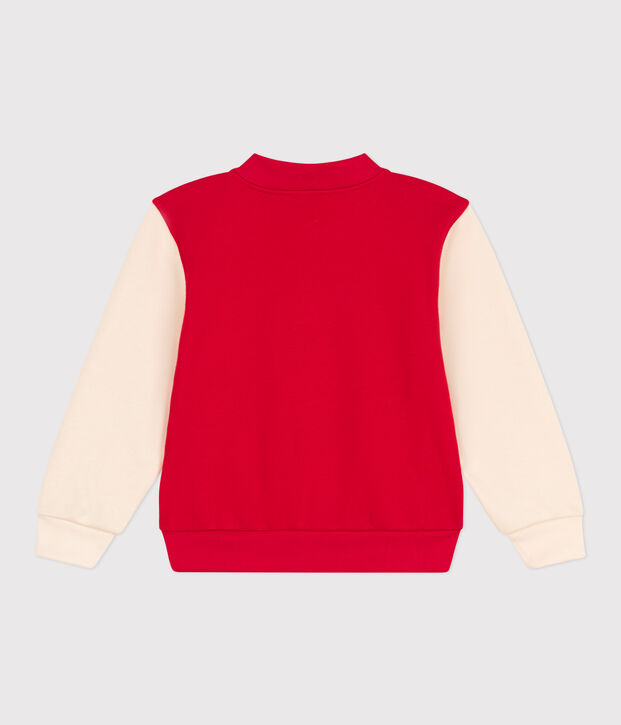 Kinder-Teddyjacke aus Molton f&uuml;r Jungen rot/naturfarben