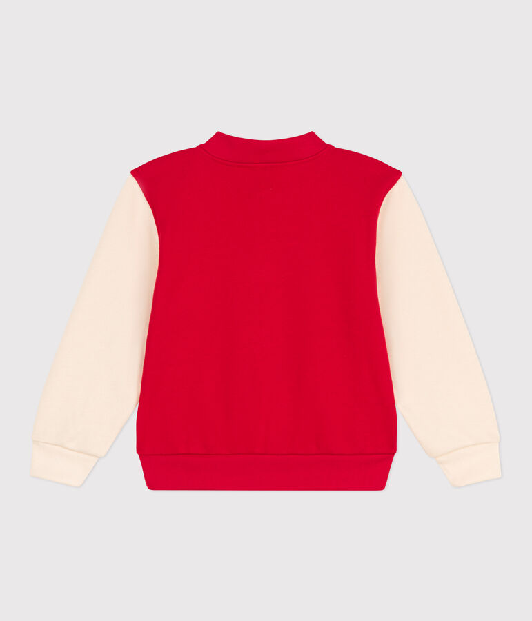 Kinder-Teddyjacke aus Molton f&uuml;r Jungen rot/naturfarben