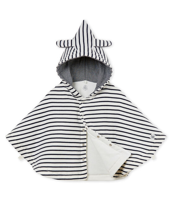 Klassisches baby-cape unisex weiss MARSHMALLOW/blau SMOKING