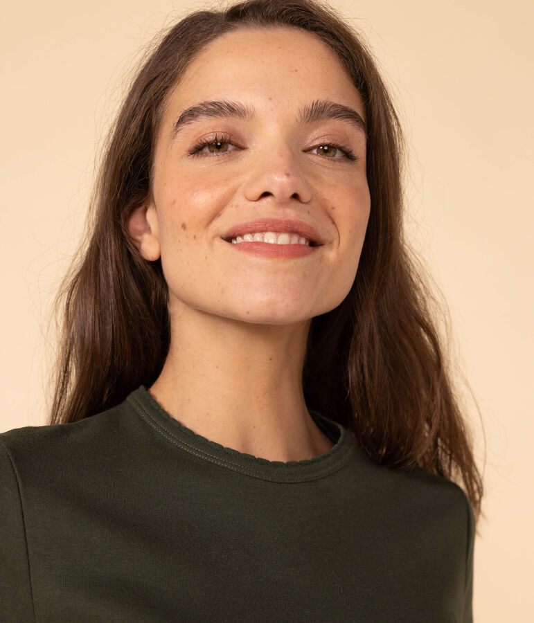 Damen-T-Shirt L&rsquo;ICONIQUE aus Baumwolle mit M&auml;usez&auml;hnchen gr&uuml;n