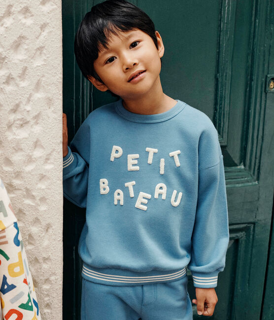 Kinder-Sweatshirt aus Molton für Mädchen und Jungen blau BEACH