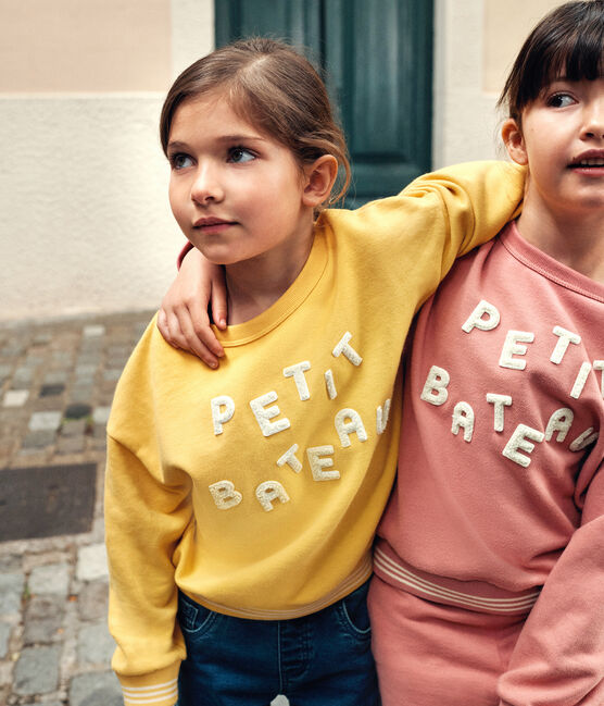 Kinder-Sweatshirt aus Molton für Mädchen und Jungen gelb DAISY