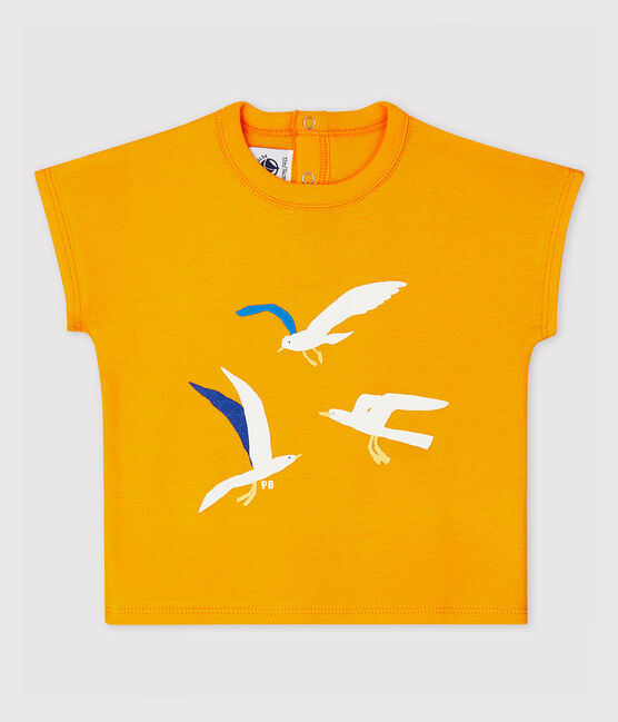 Kurzärmeliges Baby-T-Shirt aus Baumwolle für Jungen. gelb TEHONI