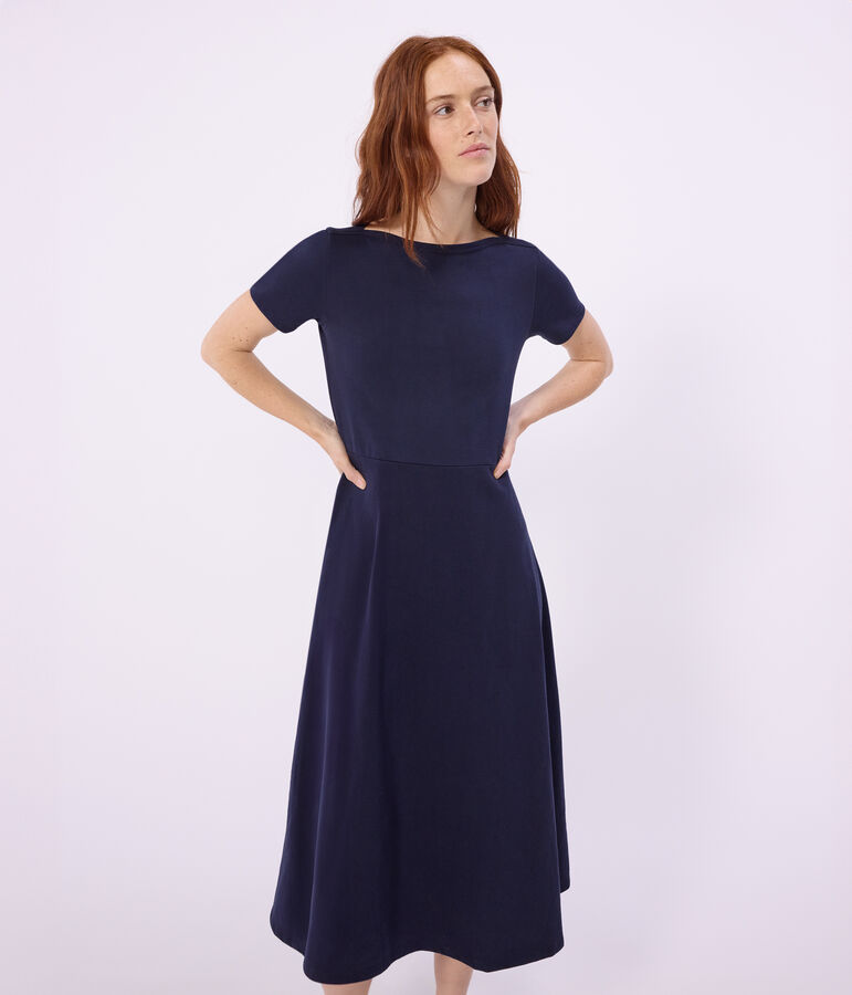 Langes Damen-Kleid aus Baumwolle blau