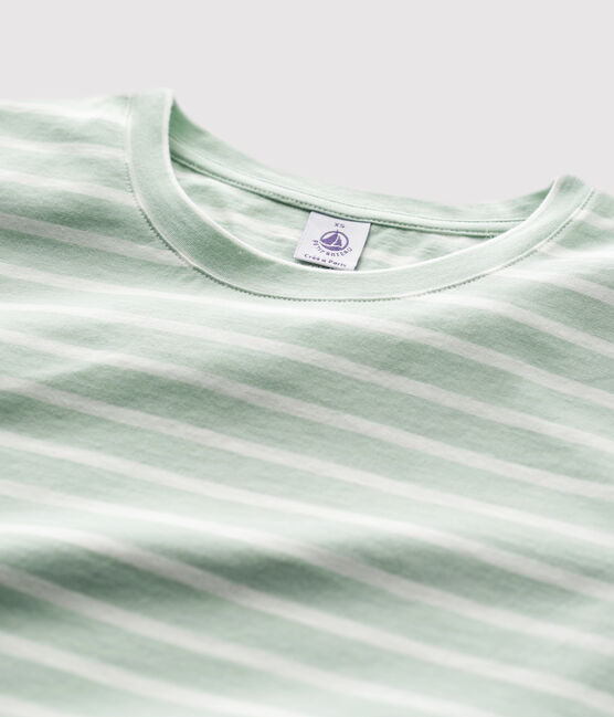 T-Shirt DAS GERADE mit Rundhalsausschnitt aus Bio-Baumwolle für Damen grün HERBIER/ MARSHMALLOW