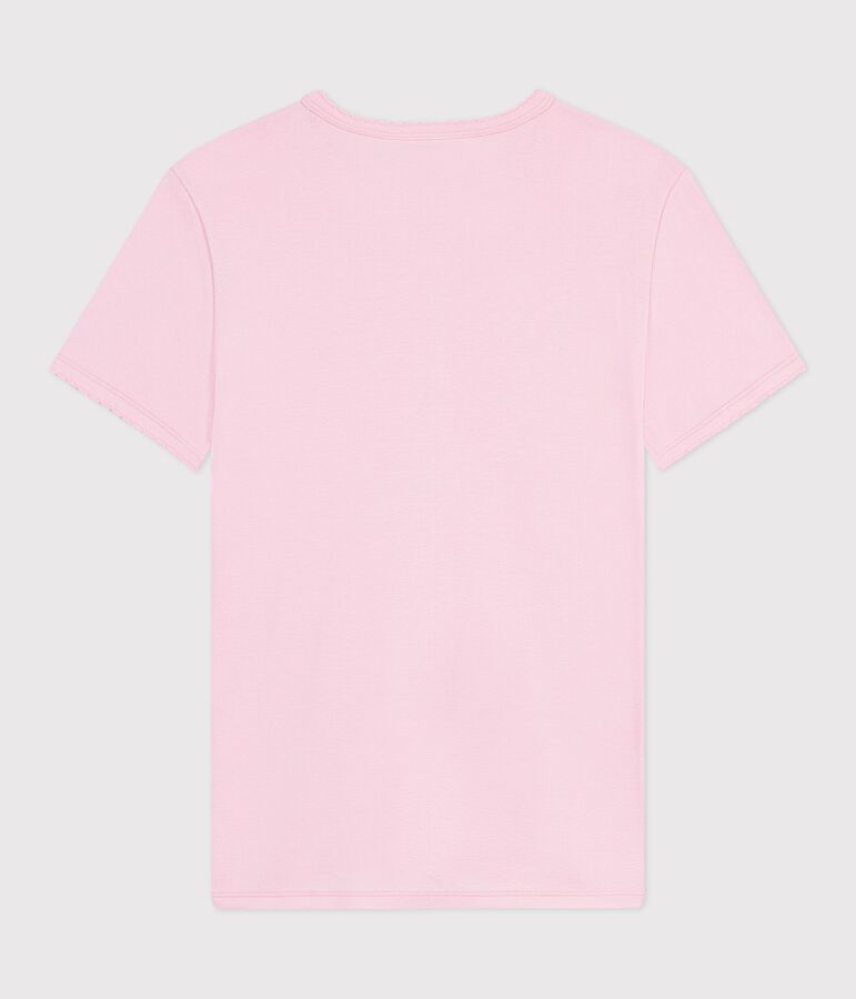 Kurz&auml;rmeliges Damen T-Shirt aus einfarbiger Baumwolle rosa