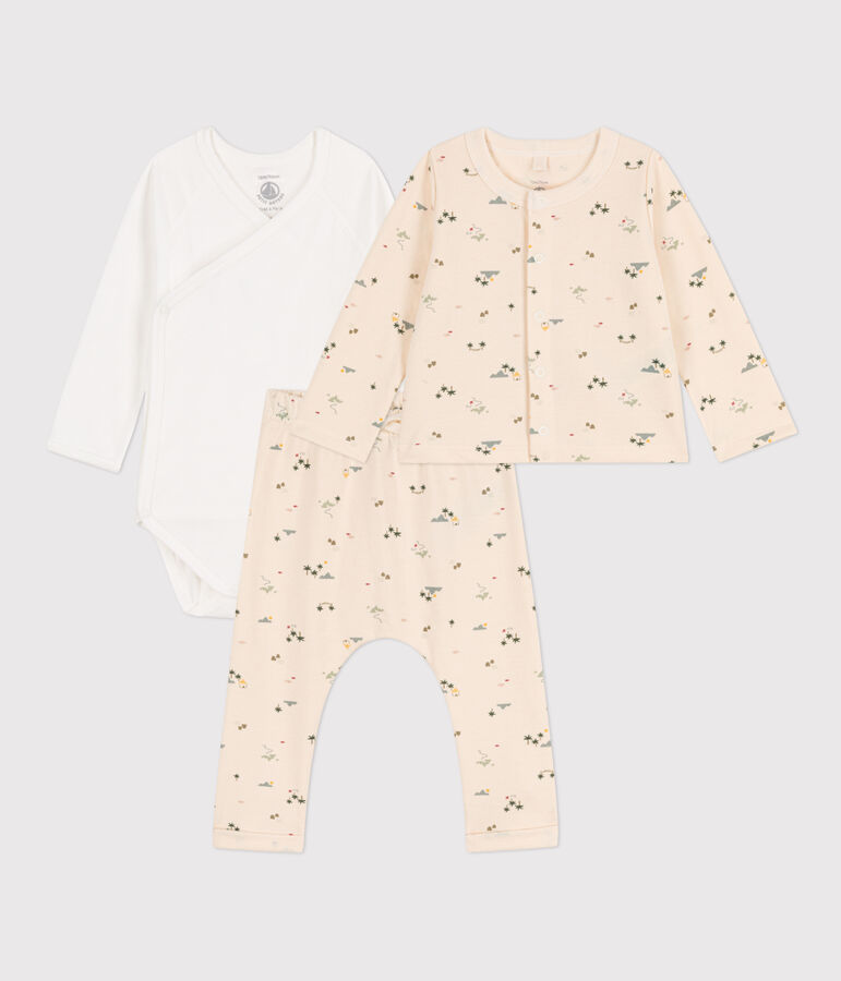 Baby-Set aus bedruckter Baumwolle naturfarben/vielfarbig