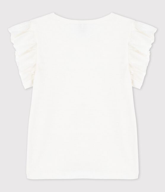 Kurzärmeliges T-Shirt aus Baumwolle für Mädchen weiss MARSHMALLOW