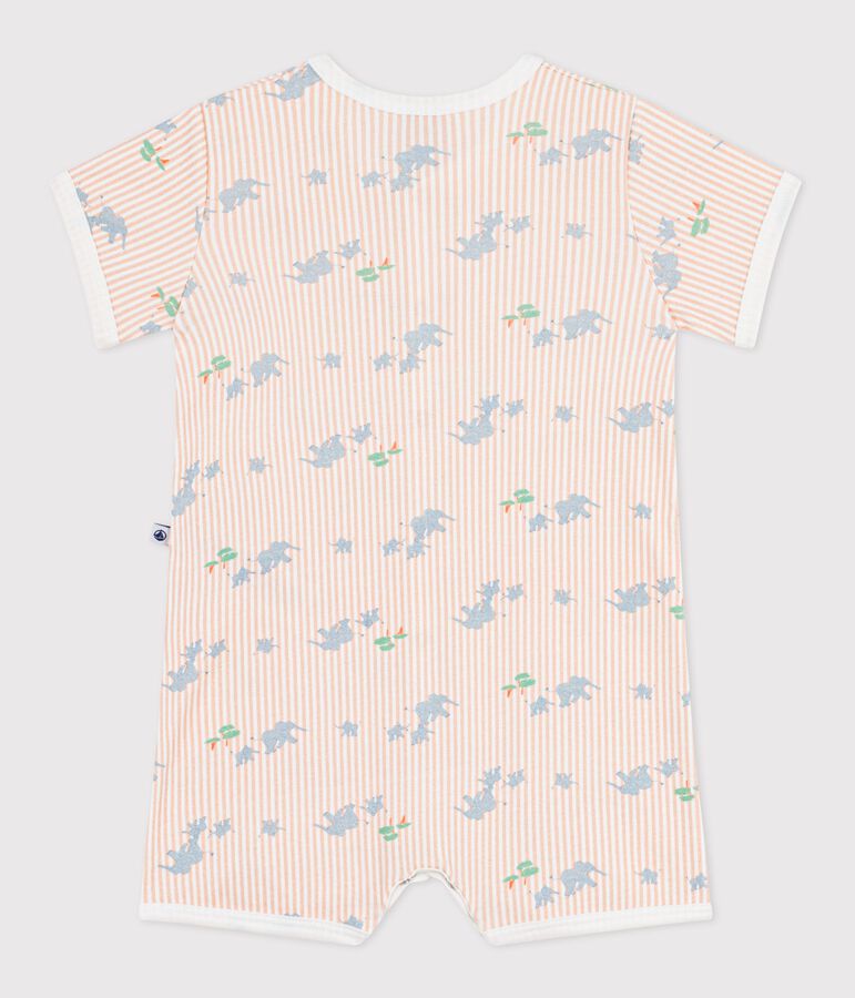 Baby-Kurzoverall aus Baumwolle mit Tiermotiven weiss/vielfarbig