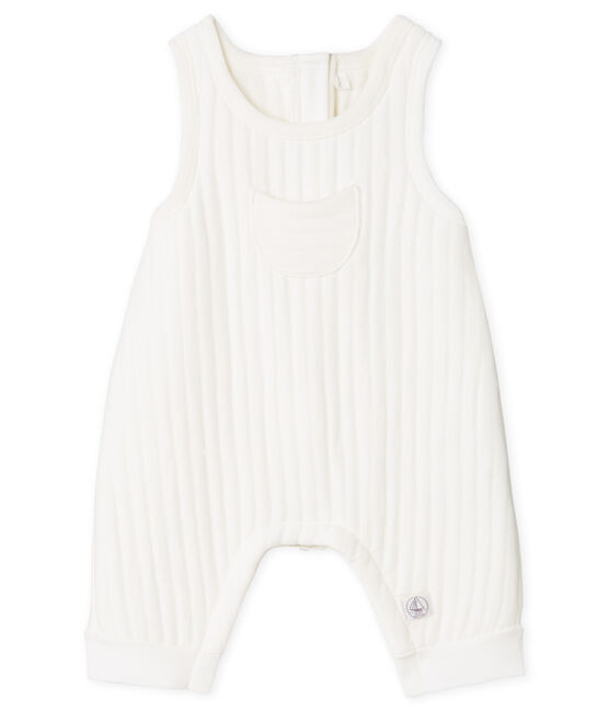 Lange Baby-Latzhose aus gestepptem Doppeljersey für Jungen weiss MARSHMALLOW