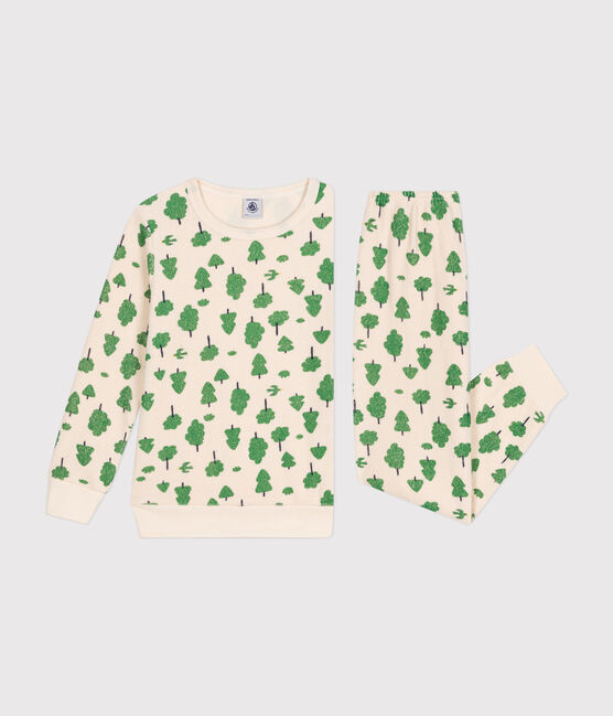 Kinder-Pyjama aus aufgerautem Frottee mit Baummotiv weiss AVALANCHE/ MULTICO
