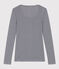 Körpernahes Damen-T-Shirt aus leichter gestreifter Baumwolle blau SMOKING/weiss MARSHMALLOW