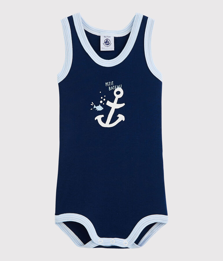 &Auml;rmelloser Baby-Body Jungen blau