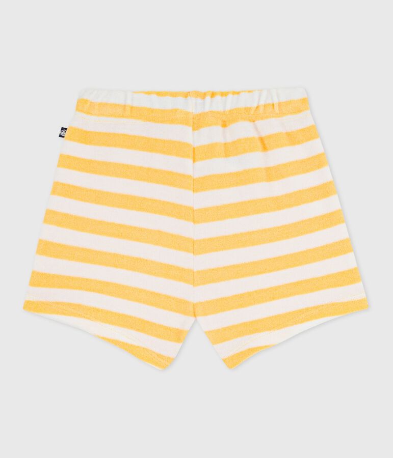 Baby-Shorts aus Frottee mit Streifen gelb/weiss