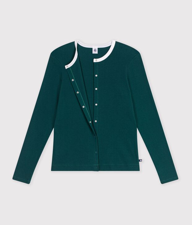 Damen-Cardigan aus einfarbiger Baumwolle TREE