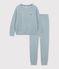 Damen-Pyjama aus einfarbigem Baumwoll-Frottee SEDUMBLUE
