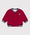 Baby College-Jacke aus einfarbiger Baumwolle und Sherpa AMARANTE