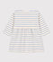 Langärmeliges Babykleid aus Baumwolle mit Marinestreifen weiss AVALANCHE/ SKY CHINE