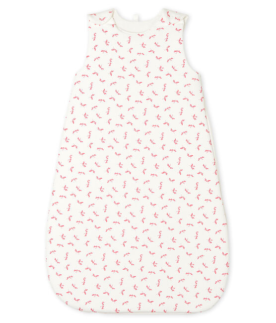 Strampler aus Rippstrick weiss MARSHMALLOW/rosa GROSEILLER