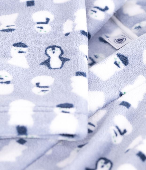 Kinder-Bademantel aus gemustertem Fleece blau/vielfarbig
