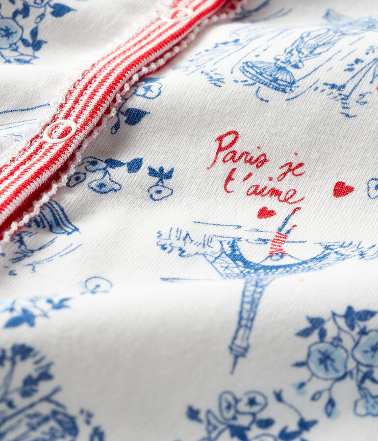 Baby-Strampler aus Rippstrick weiss/vielfarbig