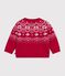 Baby-Pullover aus Wolle und Baumwolle mit Jacquard-Muster rot/vielfarbig