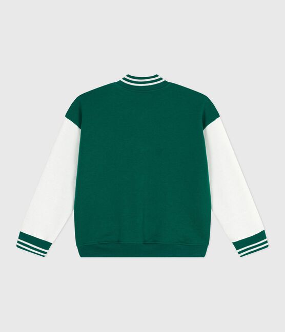 Kinder College-Jacke aus einfarbiger Baumwolle  grün EVERGREEN/ MILK