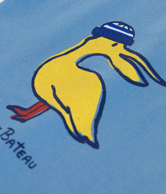 Kurzärmeliges Baby-T-Shirt aus einfarbiger Baumwolle blau ALASKA