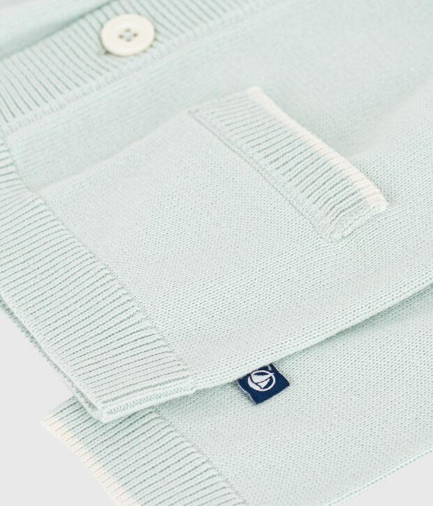 Baby-Cardigan aus einfarbiger Baumwolle gr&uuml;n