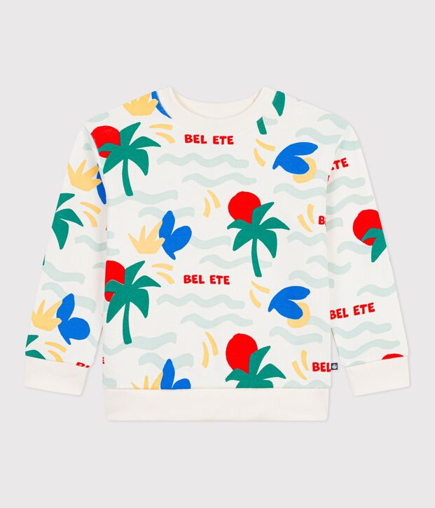 Kinder-Sweatshirt aus gemusterter Baumwolle naturfarben/vielfarbig