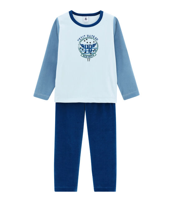 Jungen Schlafanzug blau LIMOGES/weiss MULTICO