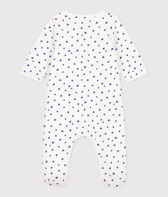 Baby-Bodyjama aus Doppeljersey mit Herzmotiv weiss MARSHMALLOW/ NEWBLEU