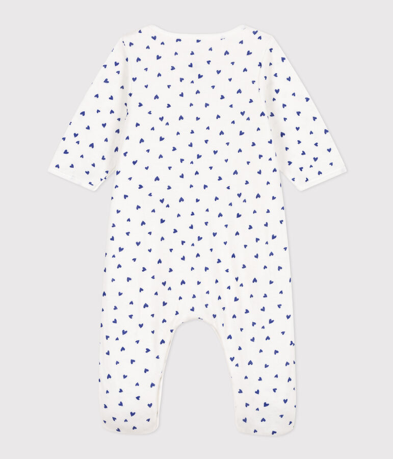 Baby-Bodyjama aus Doppeljersey mit Herzmotiv weiss/blau