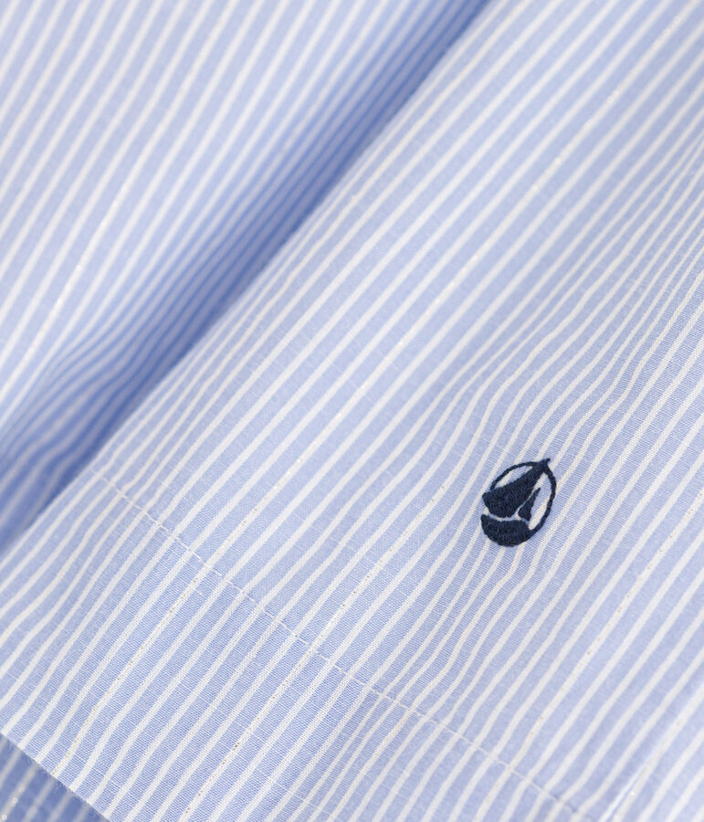 &Auml;rmelloses, gestreiftes Kleid aus Popeline f&uuml;r Kinder/M&auml;dchen blau/weiss/grau