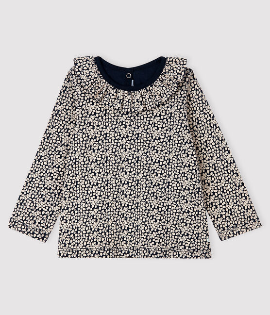 Langärmelige Baby-Bluse für Mädchen blau SMOKING/weiss MARSHMALLOW