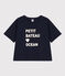 Weites Damen-T-Shirt LE BOXY aus Baumwolle blau SMOKING