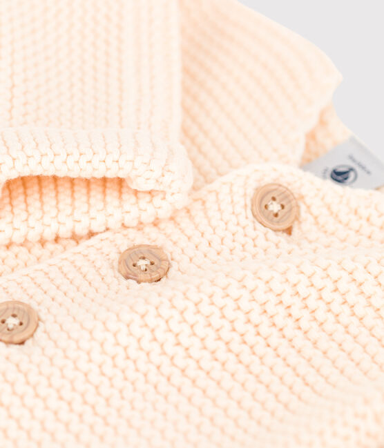 Baby-Cardigan kraus rechts gestrickt aus Baumwolle naturfarben AVALANCHE