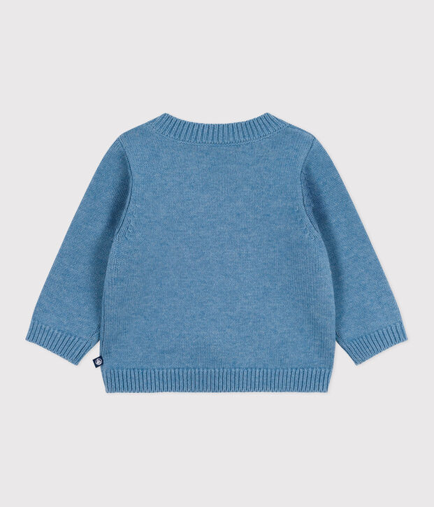 Baby-Pullover aus Wolle und Baumwolle mit Schiff-Motiv blau/vielfarbig