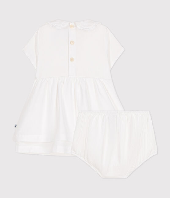 Baby-Kleid und Bloomer aus Baumwoll-Piqué weiss ECUME