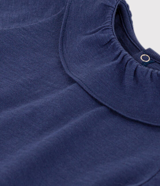 Kurzärmelige Babybluse aus geflammtem Jersey blau CHALOUPE