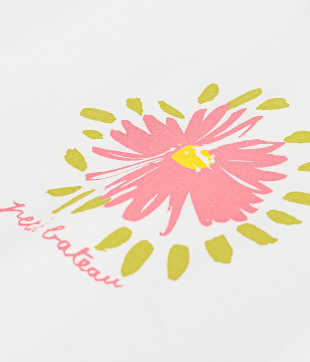 Kurz&auml;rmeliges Baby-T-Shirt aus Baumwolle mit Blumenmotiv weiss