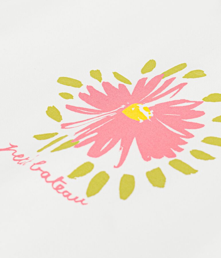 Kurz&auml;rmeliges Baby-T-Shirt aus Baumwolle mit Blumenmotiv weiss