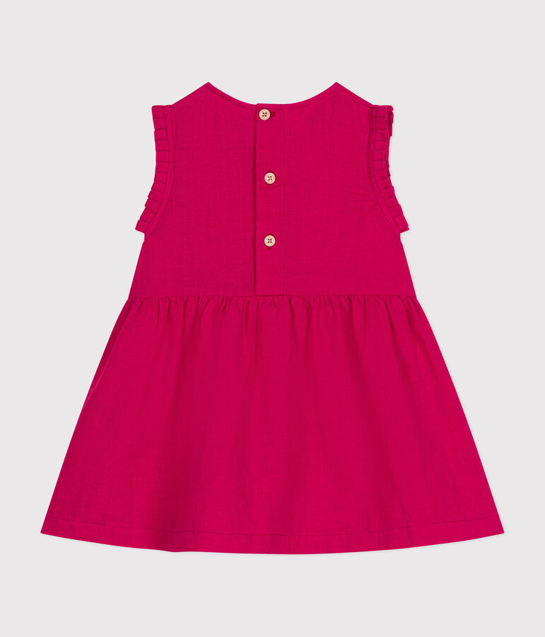 &Auml;rmelloses Babykleid aus Leinen rosa