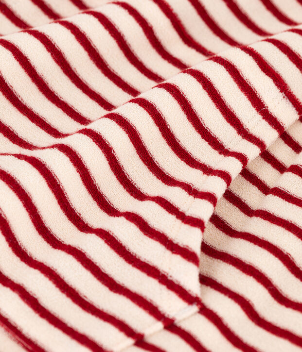 Gestreiftes Kinder-Hoodie f&uuml;r M&auml;dchen / Jungen naturfarben/rot