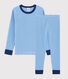 Kinderpyjama aus Rippstrick mit blauen Ringelstreifen für Jungen