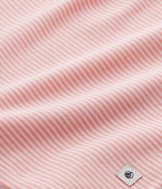 Mädchen-Schlafanzug mit Milleraies-Ringelmuster rosa GRETEL/weiss LAIT