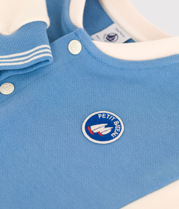 Baby College-Jacke aus Baumwolle im Colorblock blau/naturfarben