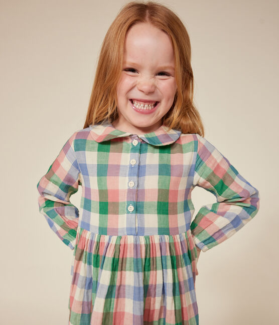 Langärmeliges Kinder-Kleid aus Musselin für Mädchen weiss AVALANCHE/ MULTICO
