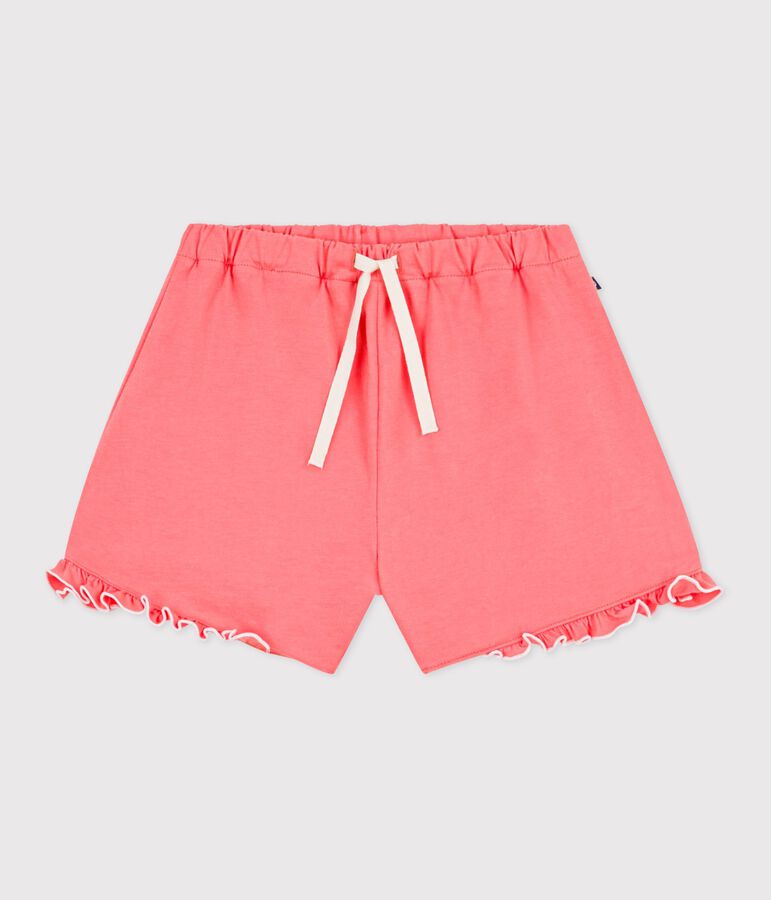 Kinder-Shorts aus einfarbiger Baumwolle rosa