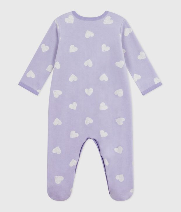 Strampler aus Nicki mit Herzmotiv violett/weiss